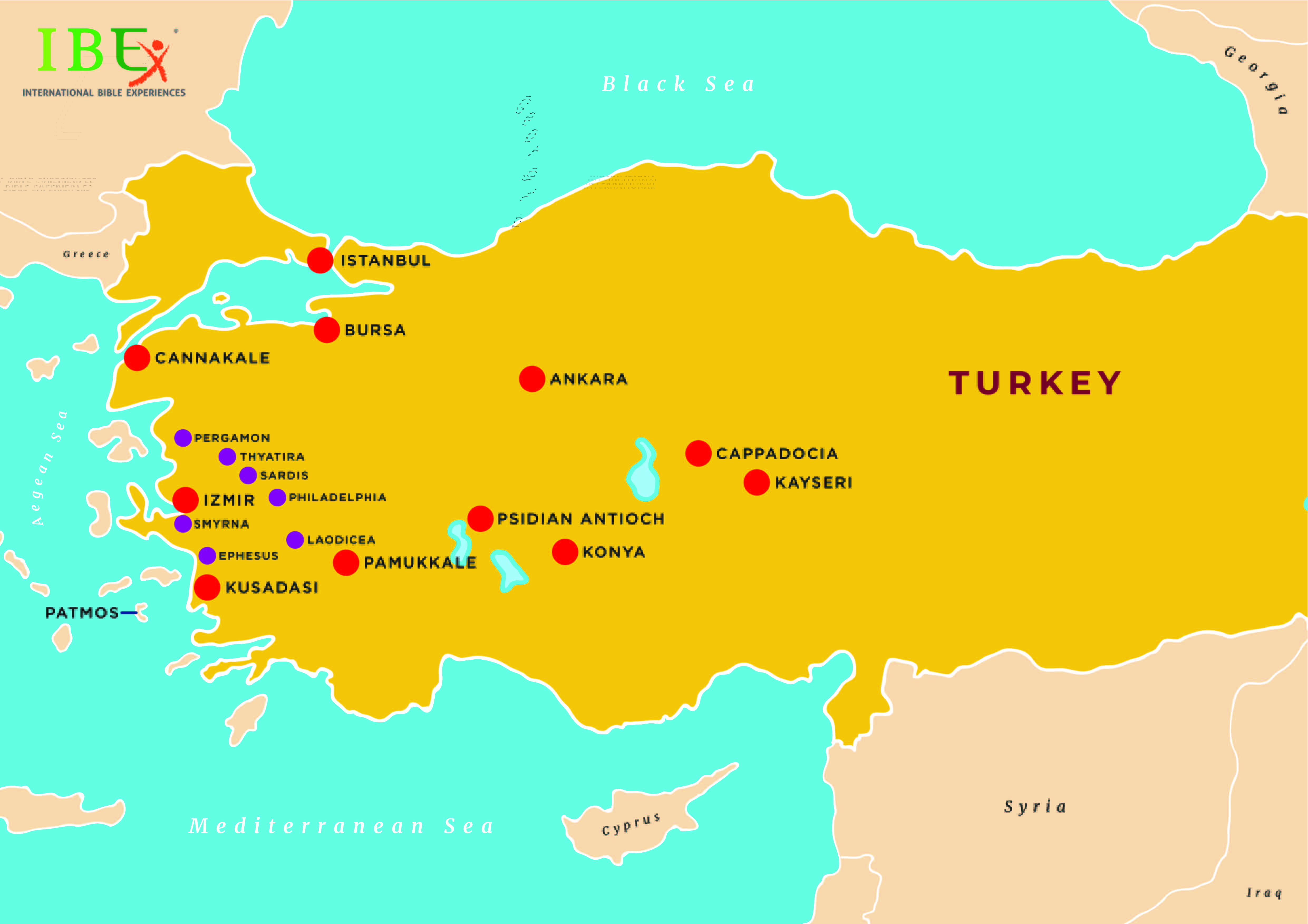 Map Of Seven Churches Of Revelation In Turkey